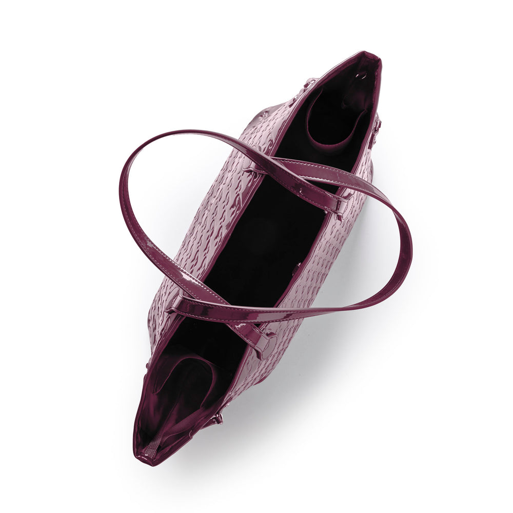 Reflective Vegan Leather Travel Bag Set - Burgundy