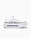 Double-Stack Canvas Platform Low Top Sneaker - White/Black/White
