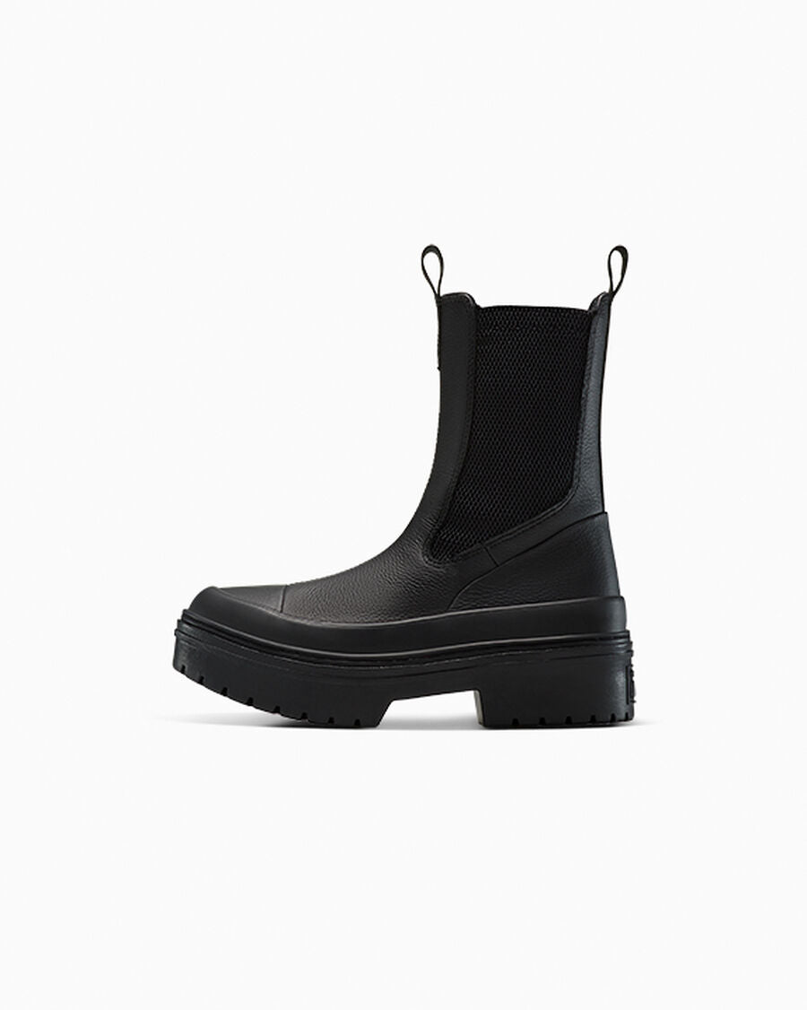 Women's Leather Lug Sole Chelsea Boot - Black - Black/Black/Black