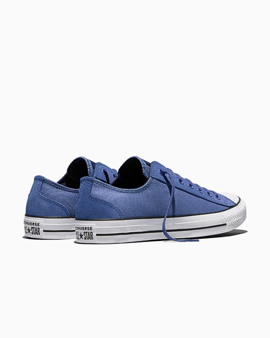 Canvas and Suede Low Top Sneaker - Blue - Indigo Storm/Obsidian Blue/White
