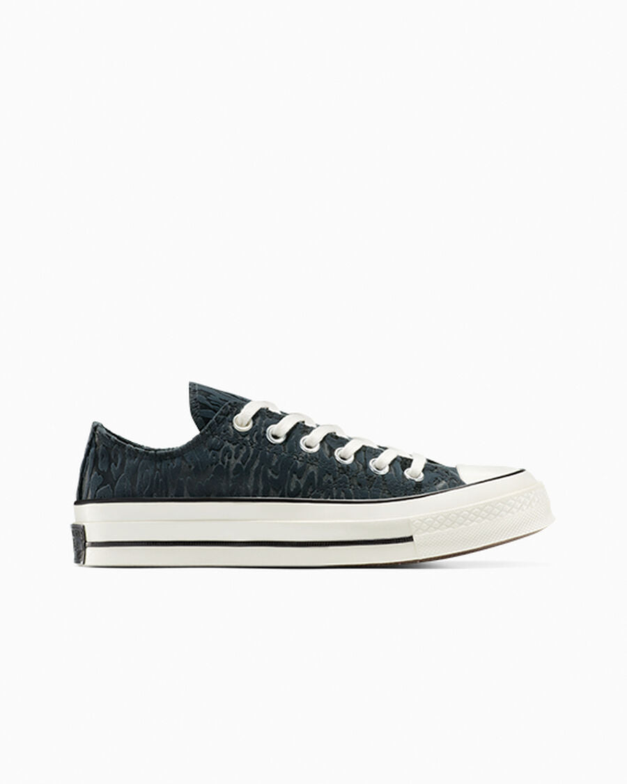 Satin Leopard Print Low Top Sneaker - Black/Total Eclipse/Egret