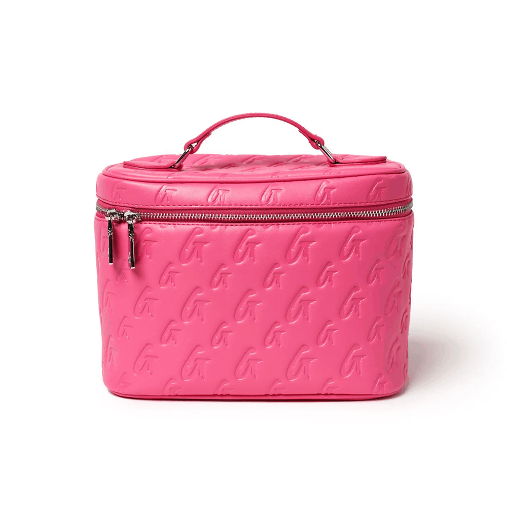 Large Vegan Leather Toiletry Bag - Hot Pink