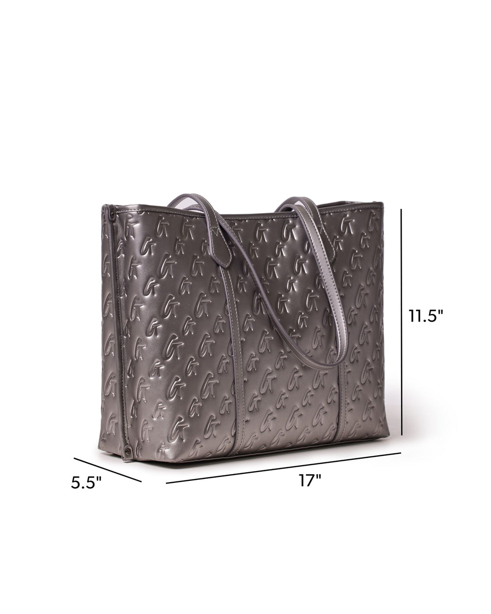 Vegan Leather Laptop Tote - Platinum