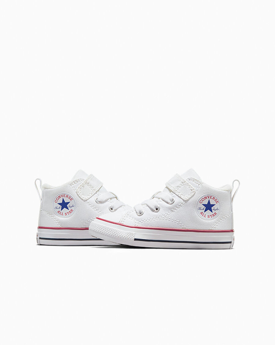 Canvas Easy-On Mid-Top Sneaker - White/Red/Blue