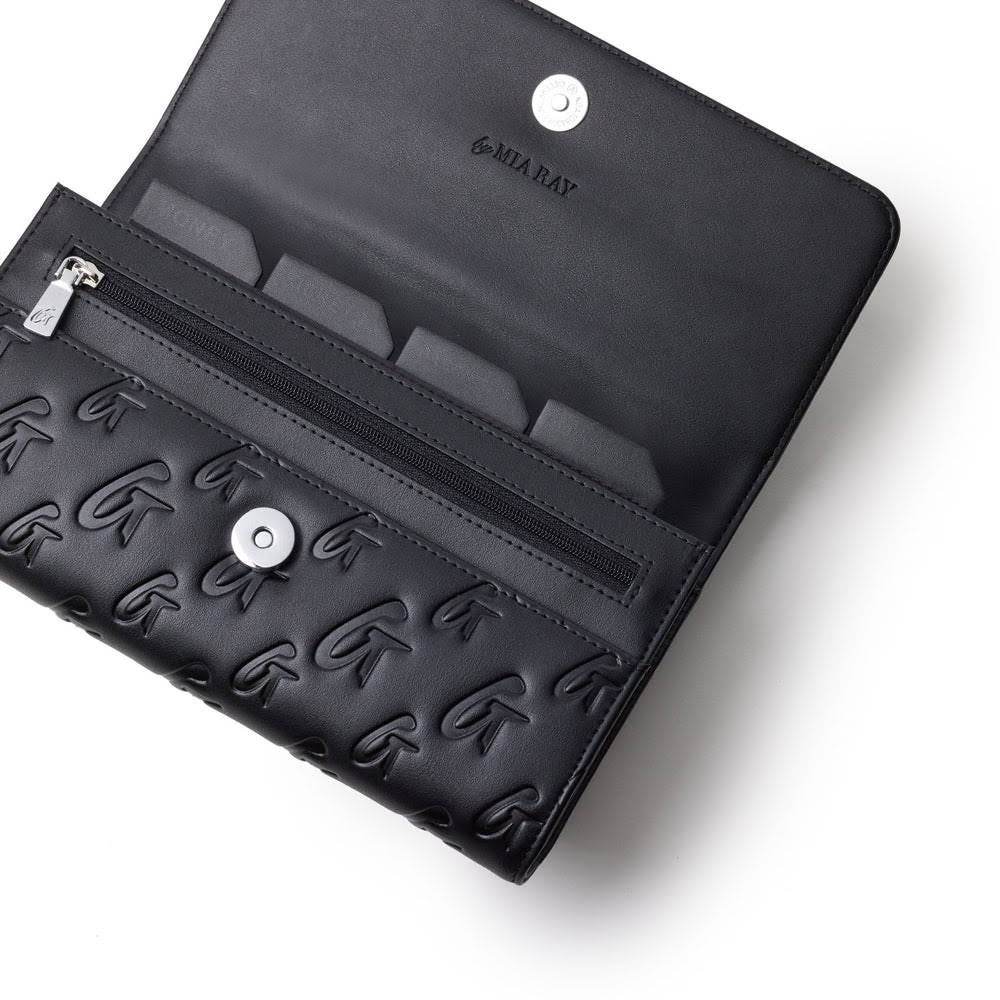 Vegan Leather Travel Wallet - Black