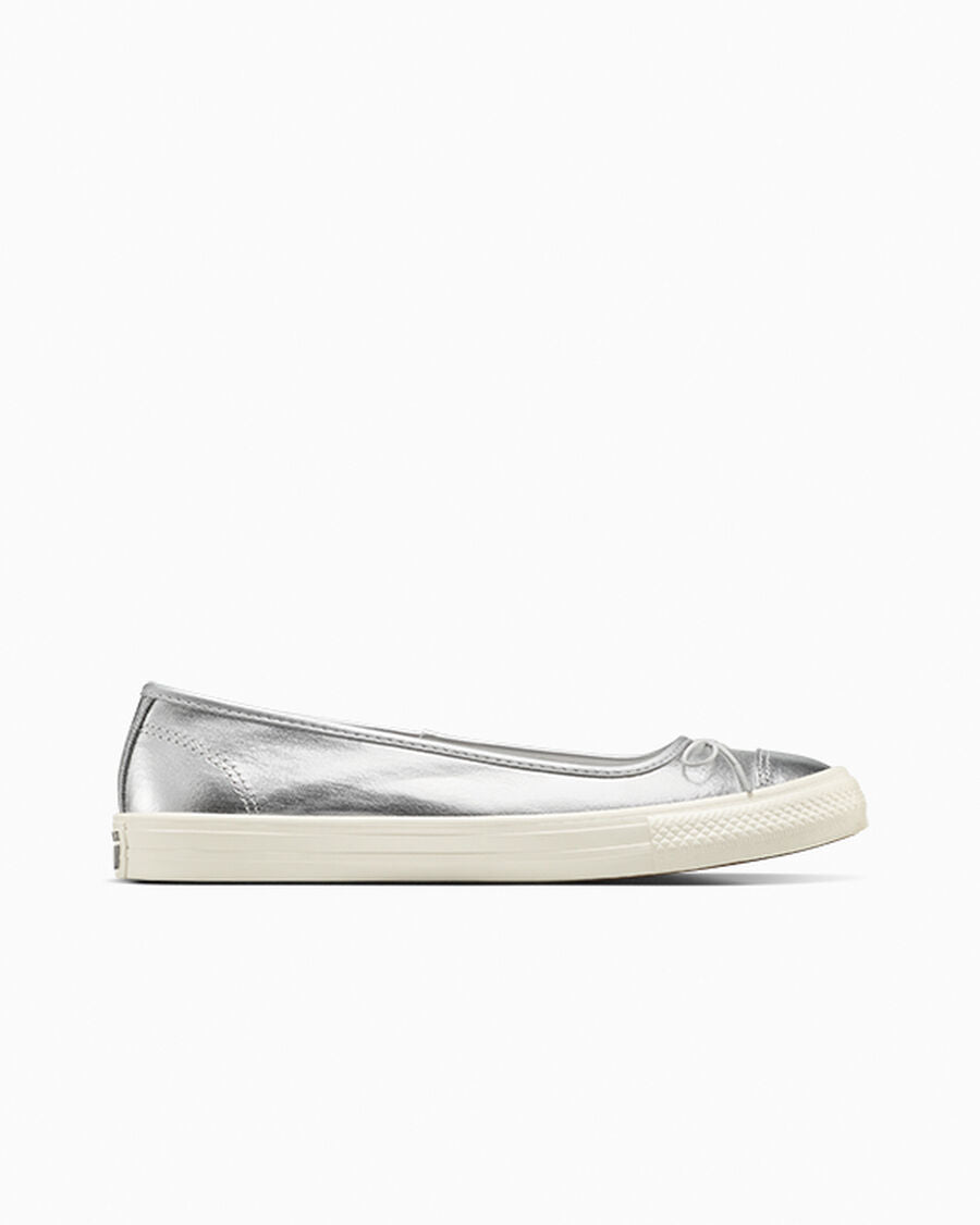 Metallic Canvas Ballet Flat - Women's - Silver/Egret/Silver