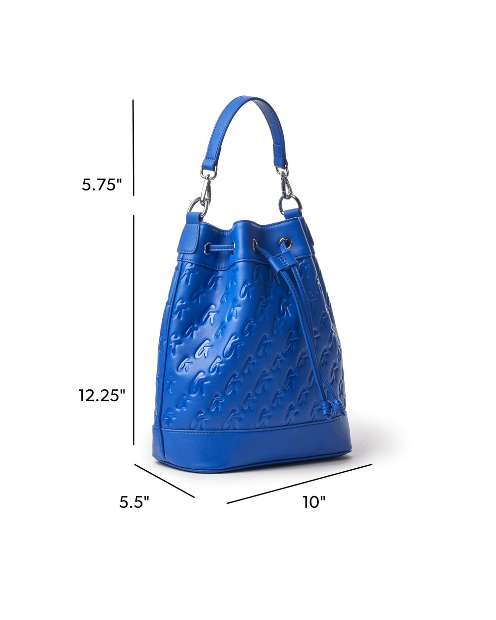 Large Vegan Leather Bucket Bag - Blue