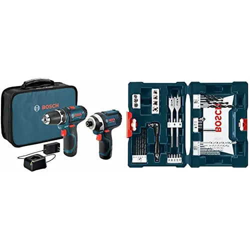 BOSCH 12V Max Cordless Drill/Driver And Impact Driver Combo Kit With 2 Batteries, Charger And Case - CLPK22-120