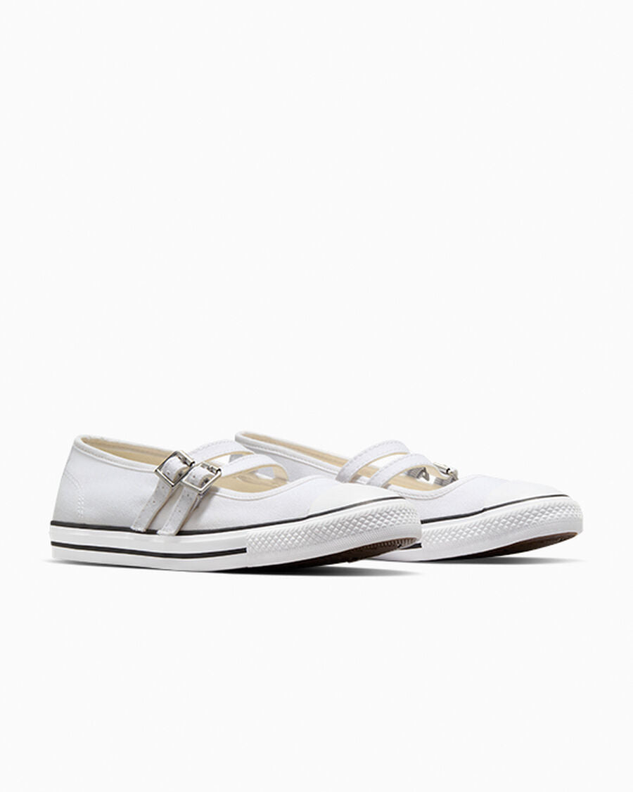 Canvas Mary Jane Low Top Shoe - White - White/Egret/White
