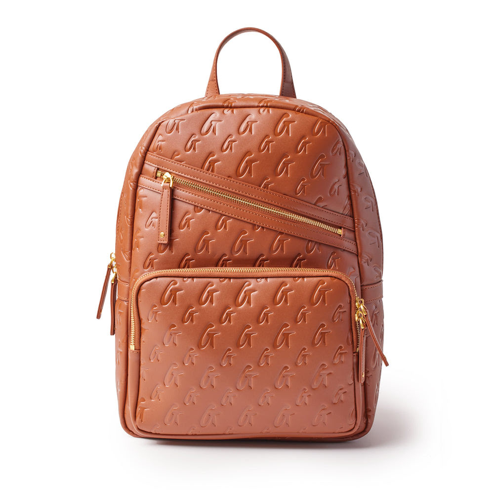 Vegan Leather Laptop Backpack - Brown