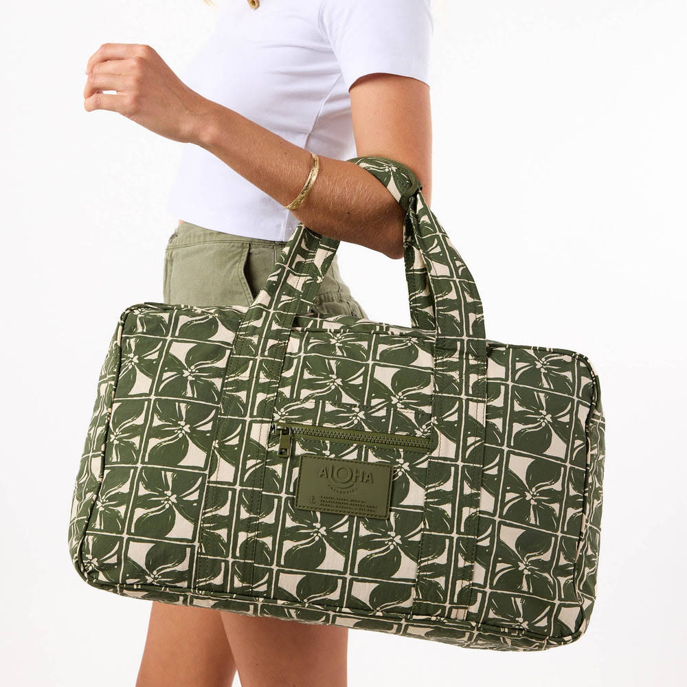 Ripstop Nylon Weekender Duffel - Floral Grid