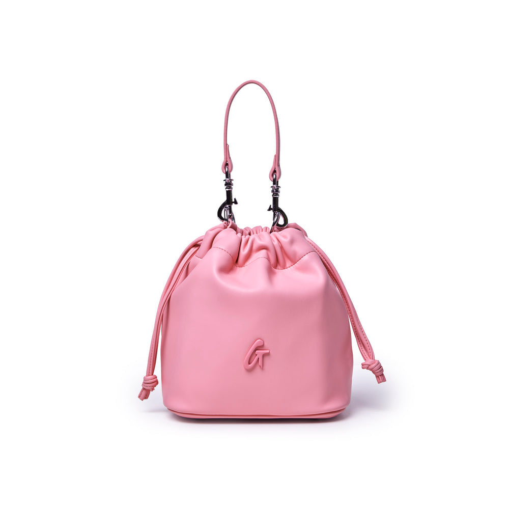 Mini Vegan Leather Bucket Bag - Soft Pink