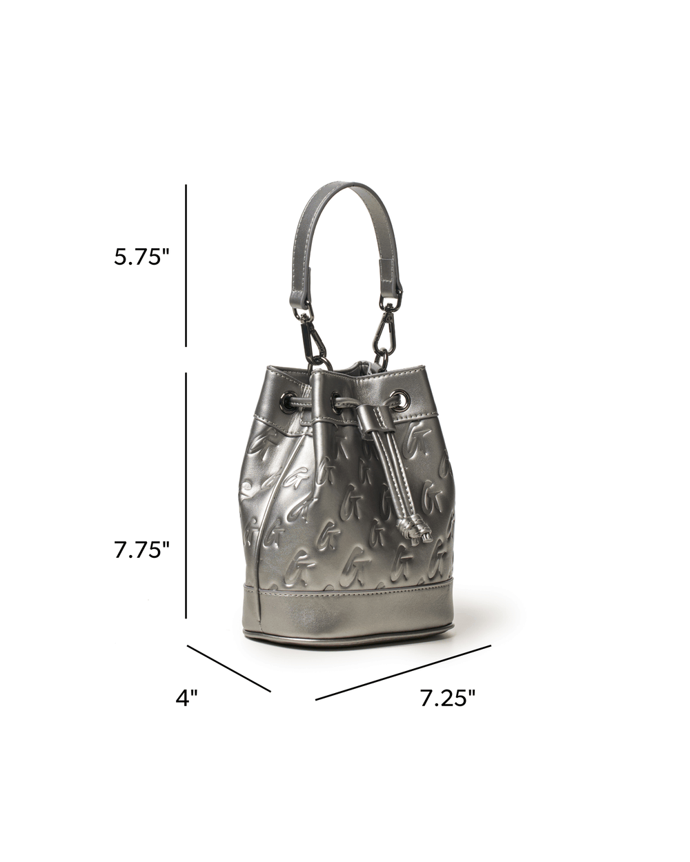 Mini Vegan Leather Bucket Bag - Platinum