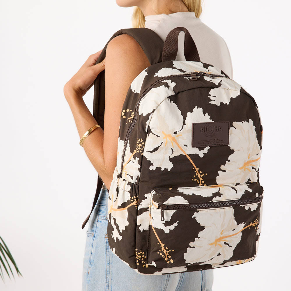 Ripstop Nylon Laptop Backpack - Floral