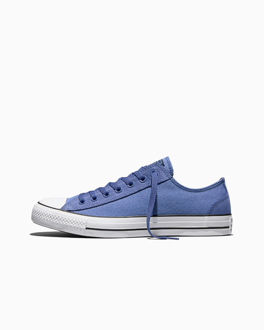 Canvas and Suede Low Top Sneaker - Blue - Indigo Storm/Obsidian Blue/White