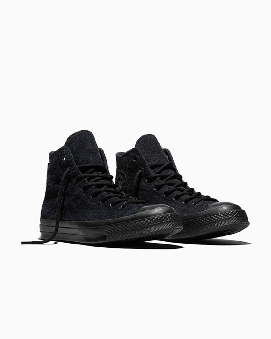 Water-Resistant Suede High Top Sneaker - Black - Black/Black/Black