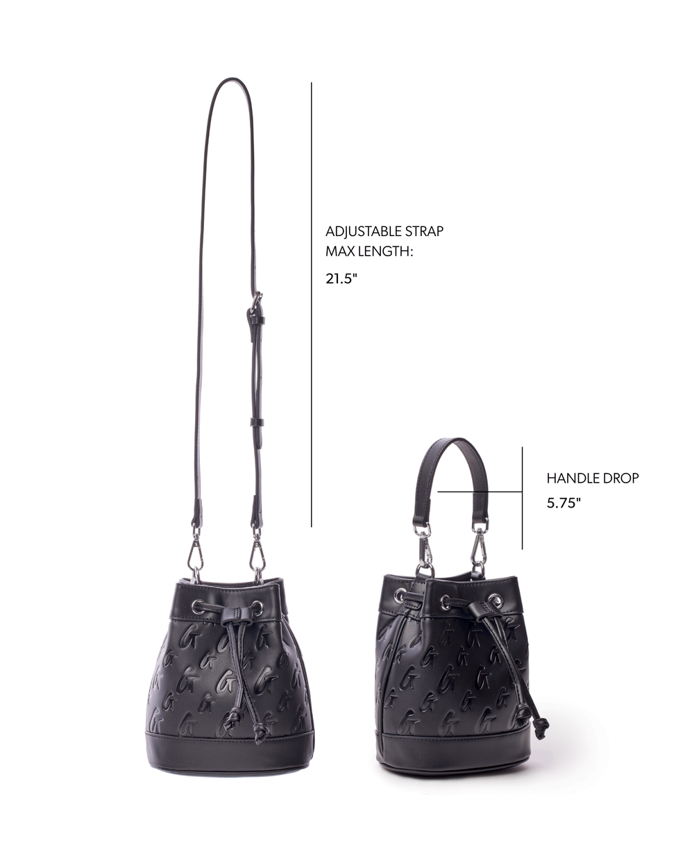 Mini Vegan Leather Bucket Bag - Black