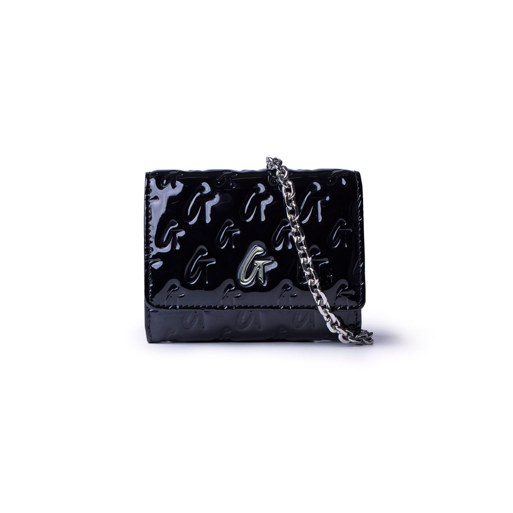 Compact Mirrored Wallet Crossbody - Black