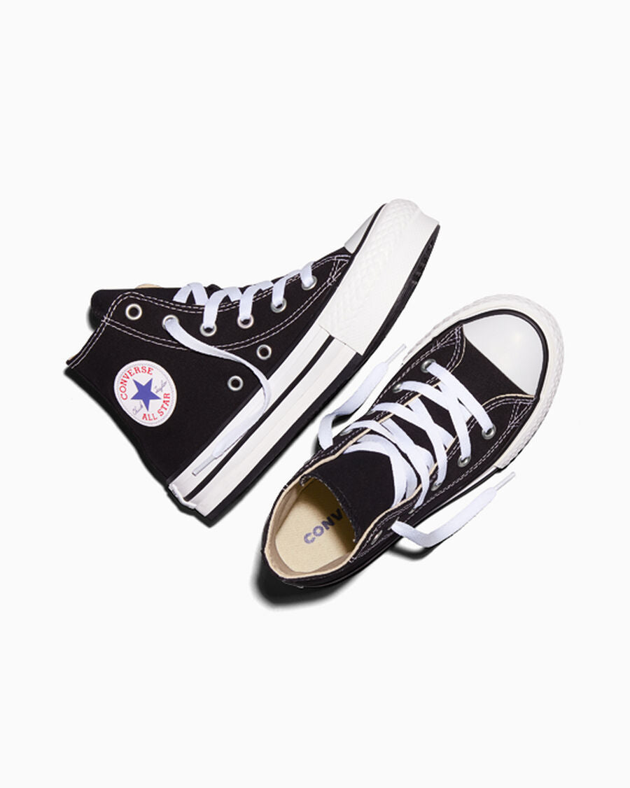 Kids Canvas Platform High Top Sneaker - Black - Black/White/Black