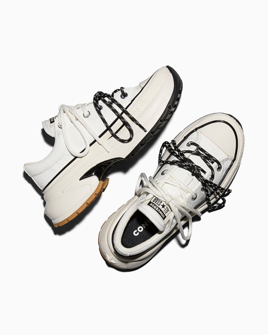 Crinkle Patent Platform Low Top Sneaker - Vintage White/Egret/Black