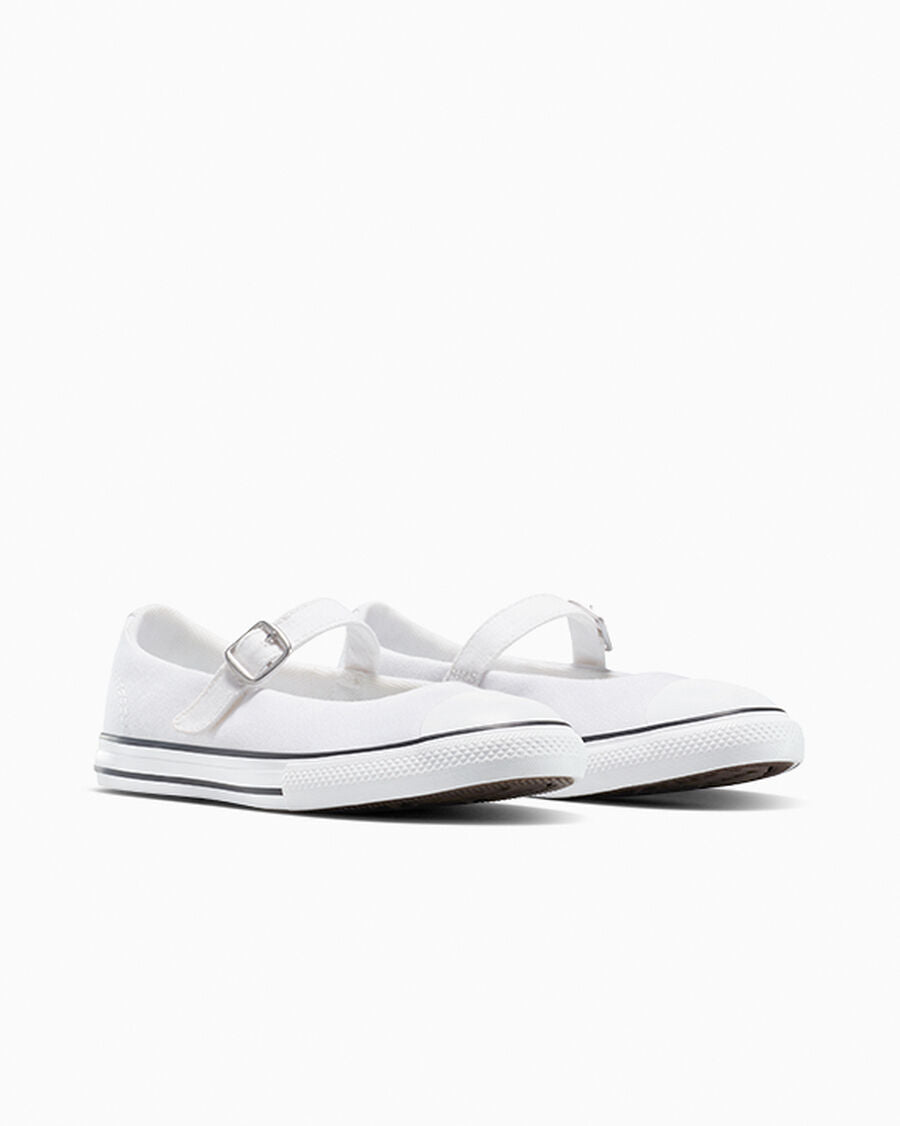 Canvas Mary Jane Sneaker - White/Black/White