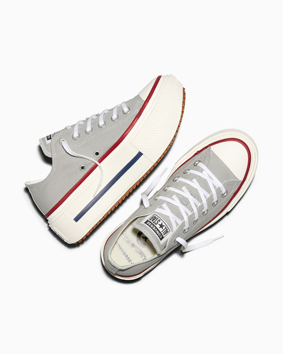 Double-Stack Canvas Platform Low Top Sneaker - Grey Area/Egret/Garnet