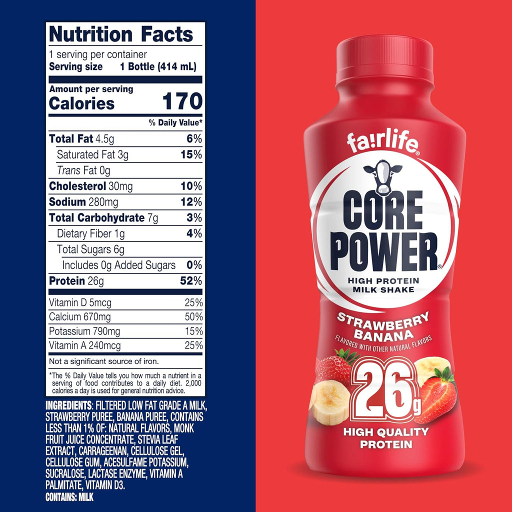 Strawberry Banana Protein Milk Shake, 14 oz, 12 Pack