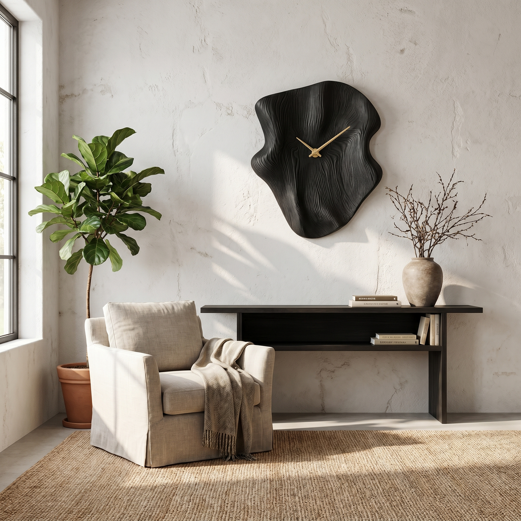 Nature Inspired Wood Wall Clock with Artistic Live Edge Form for Living Room - view 4