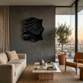 Contemporary Wooden Wall Clock, Hand-Carved Abstract Wave Wood Accent Clock - view 4