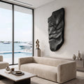 Modern Wall Clock, Carved Wood Circular Abstract Design Hanging Clock - view 3
