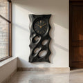 Modern Organic Wooden Wall Clock, 3D Hand-Carved Hollow Wood Hanging Clock - view 4