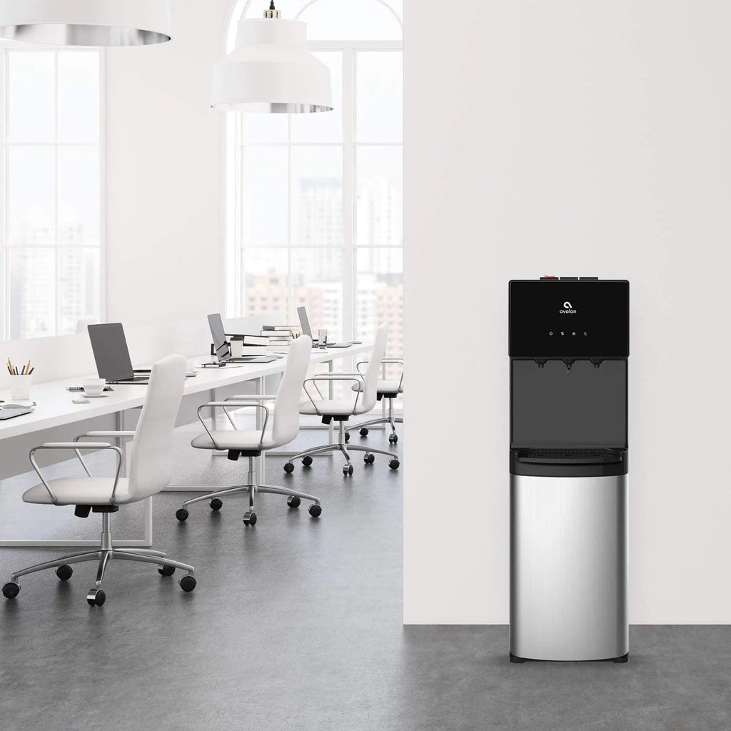 Avalon Bottom-Loading Water Cooler Dispenser, 3 Temperature Settings, Stainless Steel & Black
