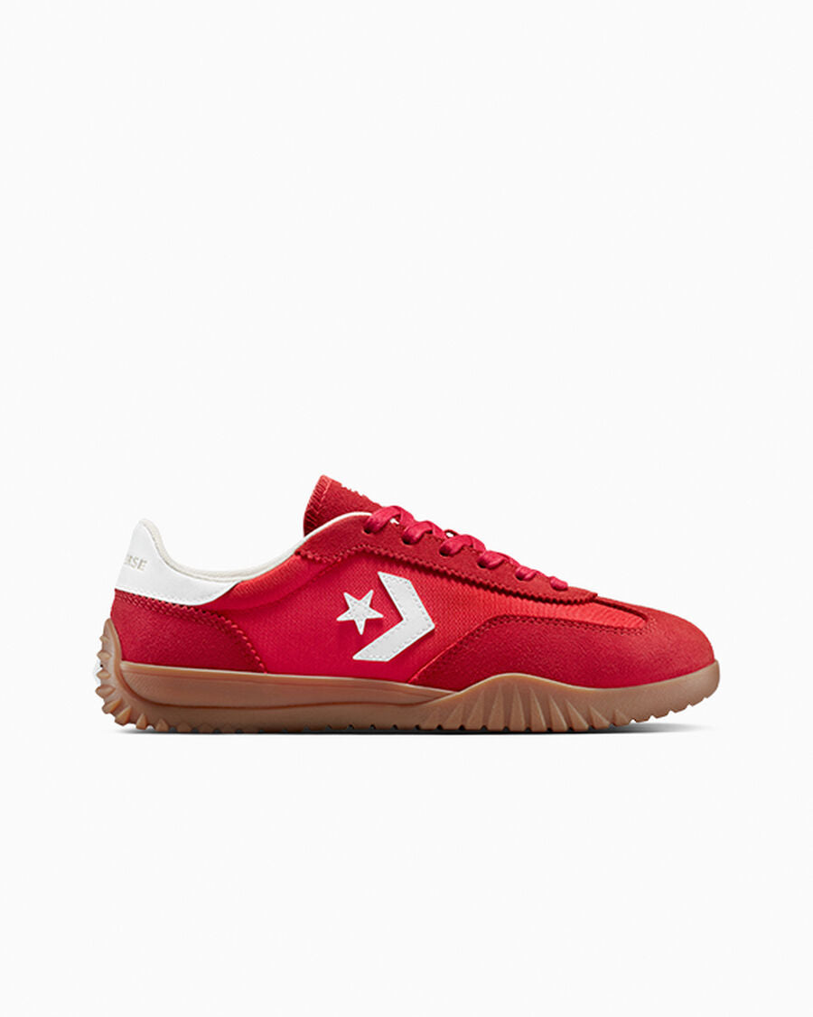 Unisex Nylon And Suede Low-Top Trainer - Red/White/Honey