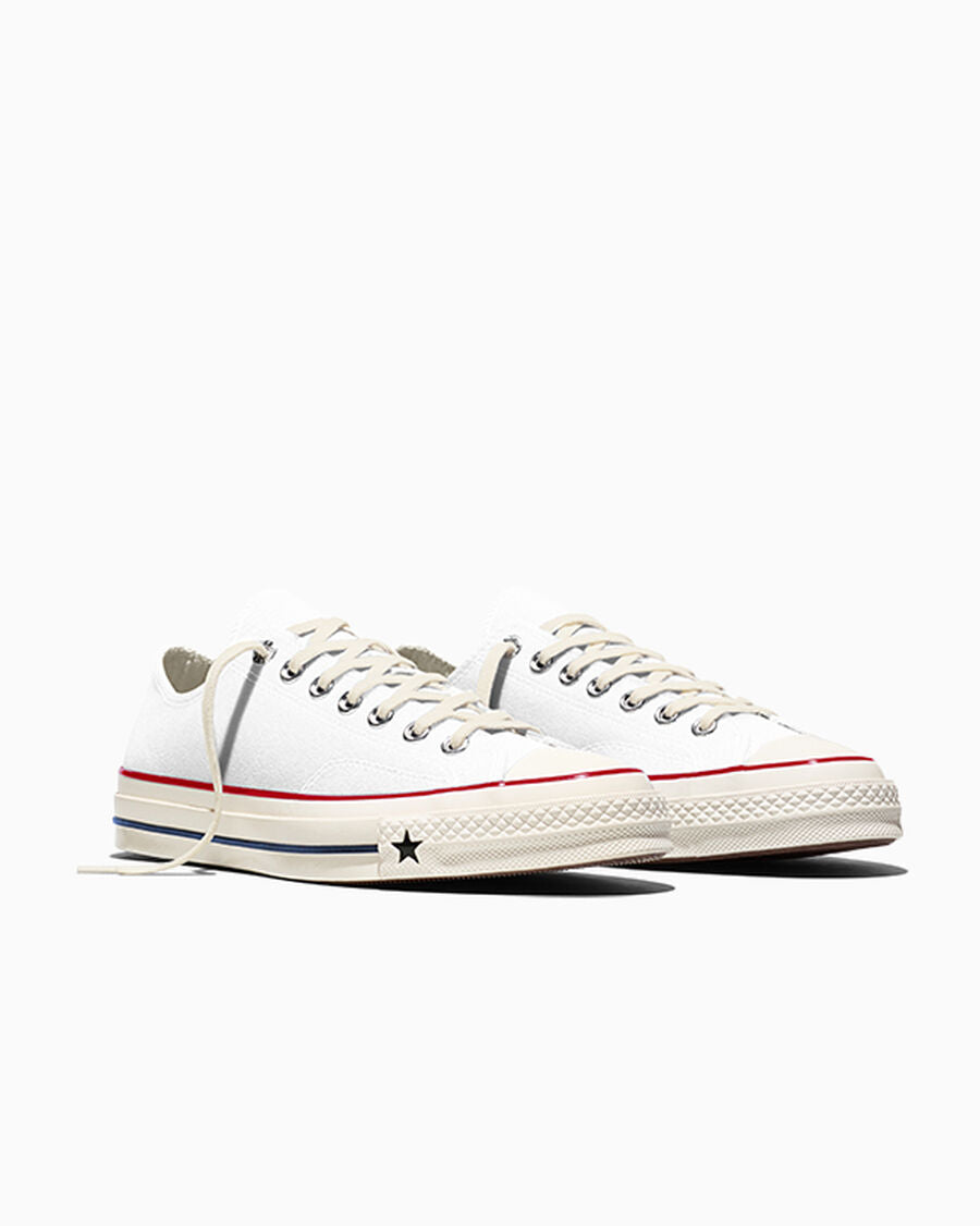 Unisex Heavyweight Canvas Low-Top Sneaker - White/Garnet/Egret