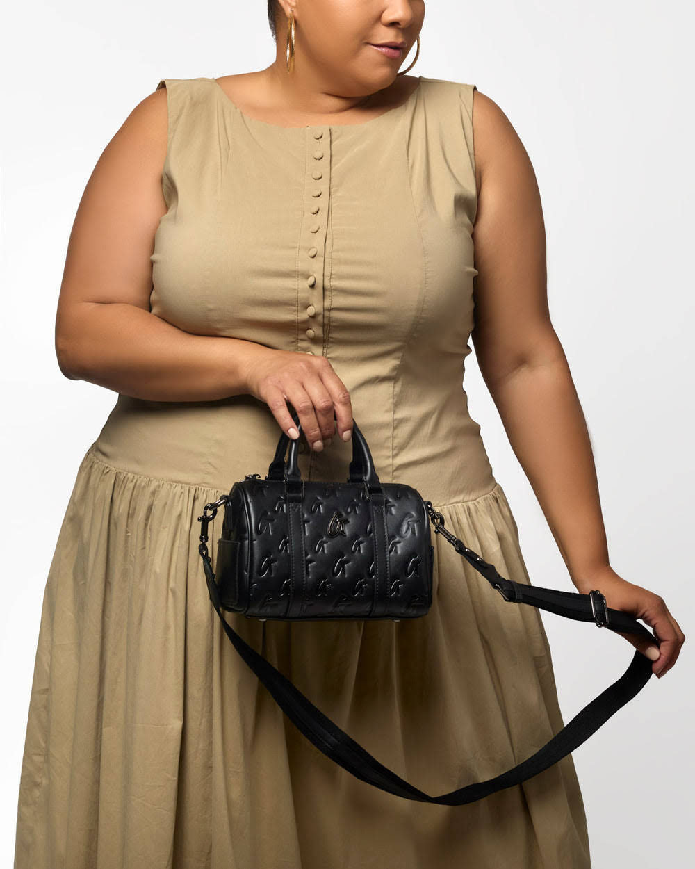 Mini Vegan Leather Top Handle Bag - Black