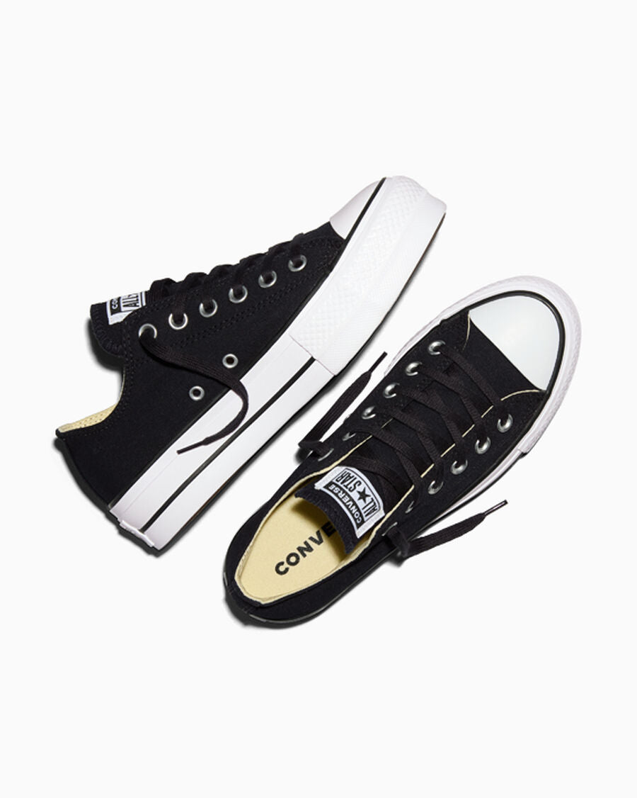 Canvas Platform Low-Top Sneaker - Black/White/White