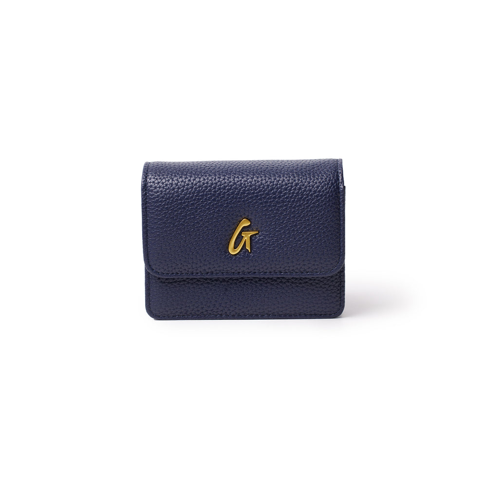 Mini Vegan Leather Wallet Crossbody - Navy
