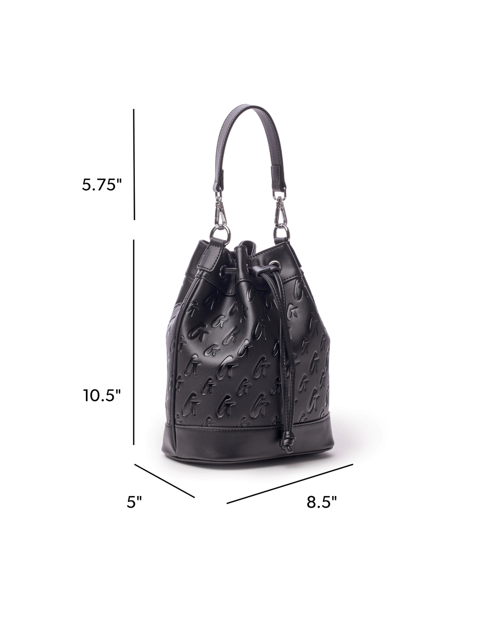 Medium Vegan Leather Bucket Bag - Black