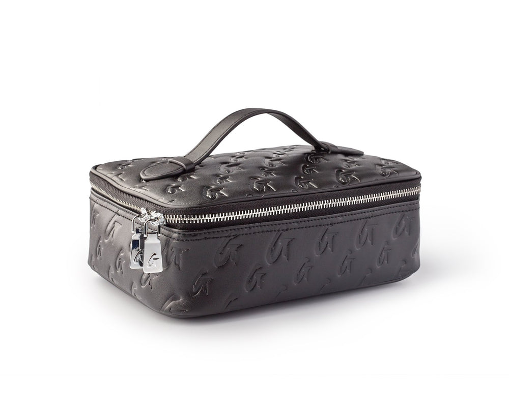 Medium Vegan Leather Toiletry Bag - Black