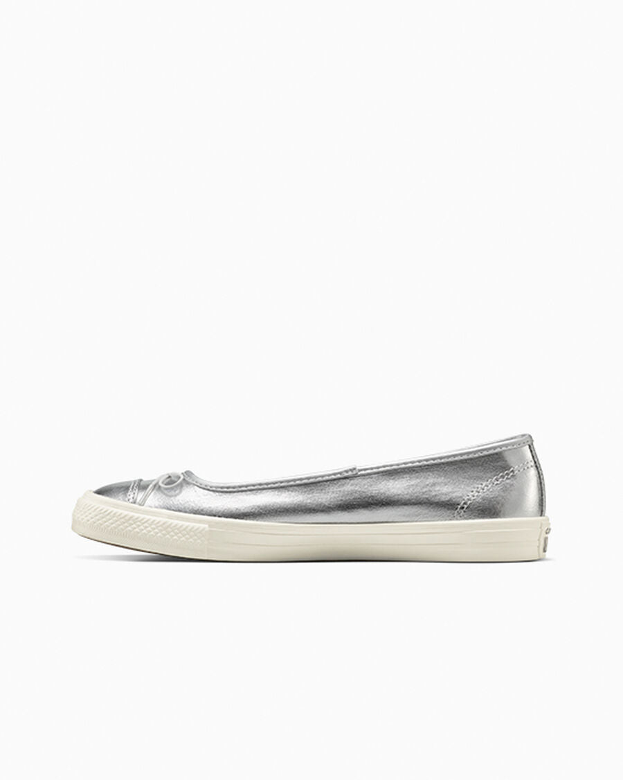 Metallic Canvas Ballet Flat - Women's - Silver/Egret/Silver
