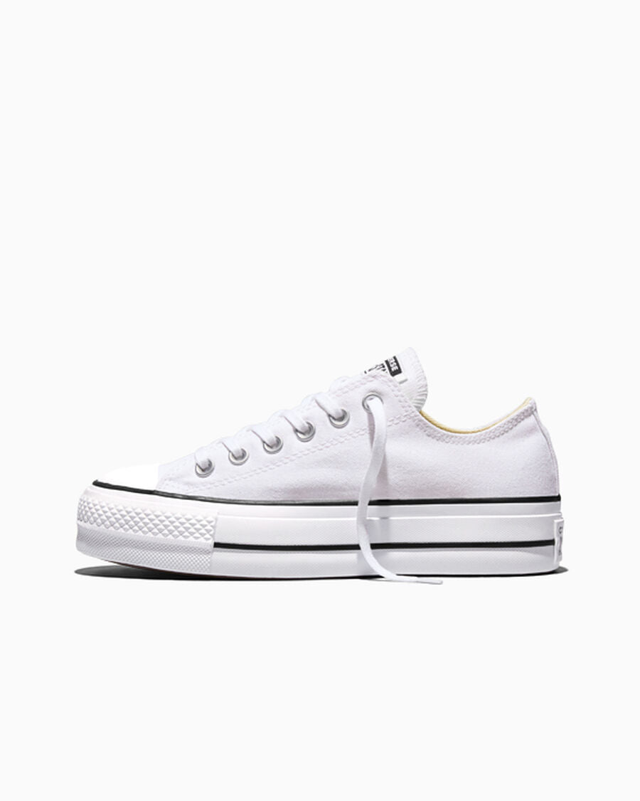 Canvas Platform Low-Top Sneaker - White/Black/White