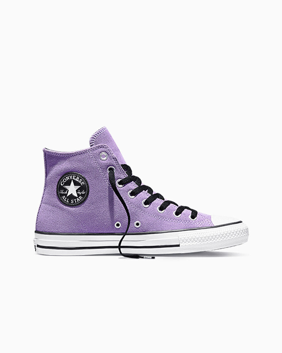 Suede Skate High Top Sneaker - Black - Lilac Soda/Black/White