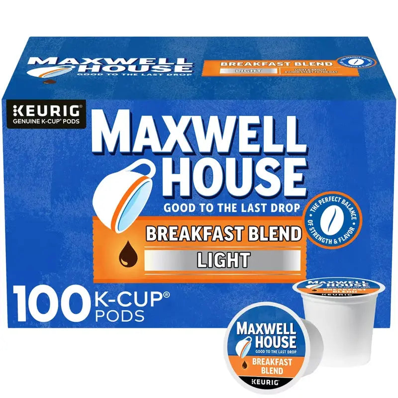 Maxwell House Breakfast Blend Light Roast Coffee Pods, 100 K-Cups