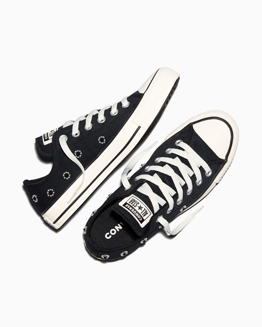 Beaded Floral Canvas Twill Low Top Sneaker