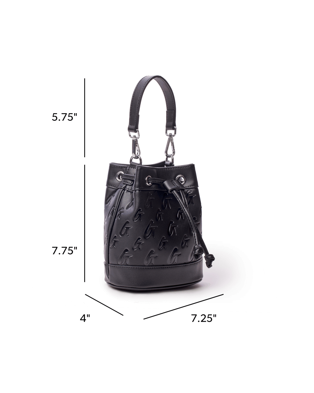 Mini Vegan Leather Bucket Bag - Black