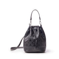 Medium Vegan Leather Bucket Bag - Black