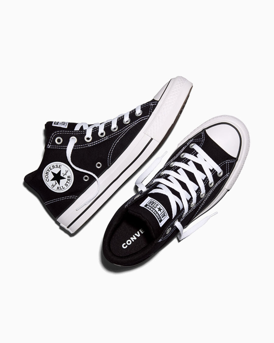 Canvas Mid-Top Sneaker - Black/White/Black