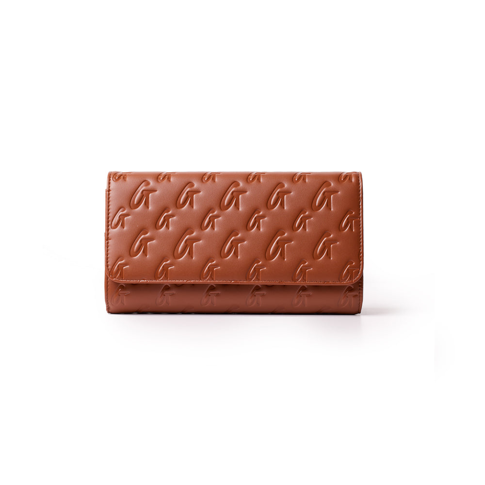 Vegan Leather Travel Wallet - Brown