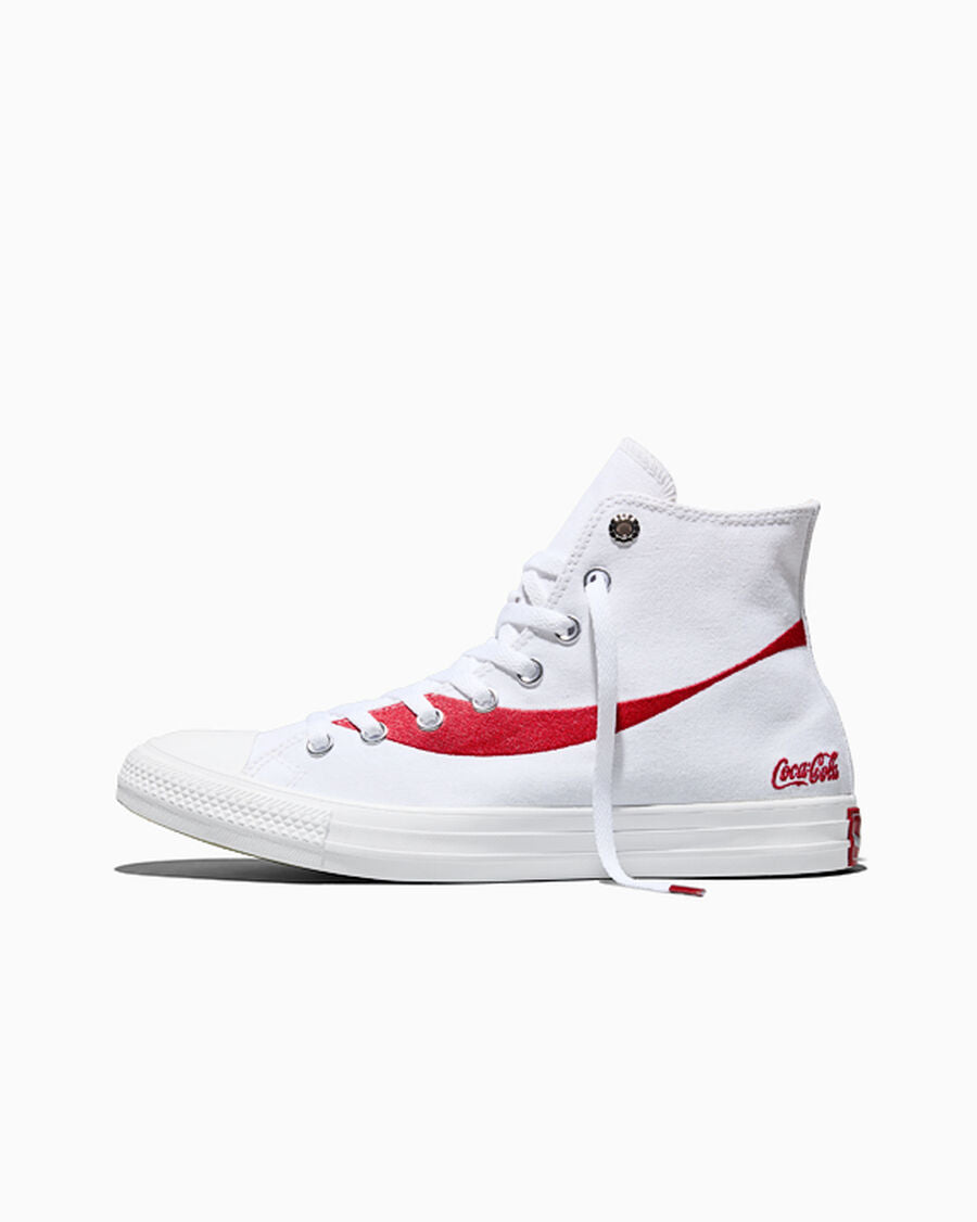 Canvas High Top Sneaker - White Red - White/Racing Red/White