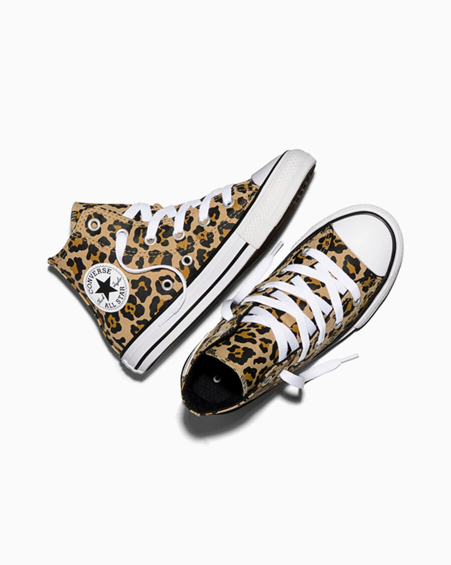 Kids Leopard Canvas High Top Sneaker